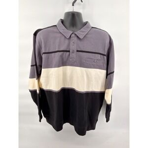 Vintage Haband Casual Joe Colorblock‎ Polo Sweatshirt Mens XL Fleece 90s Retro